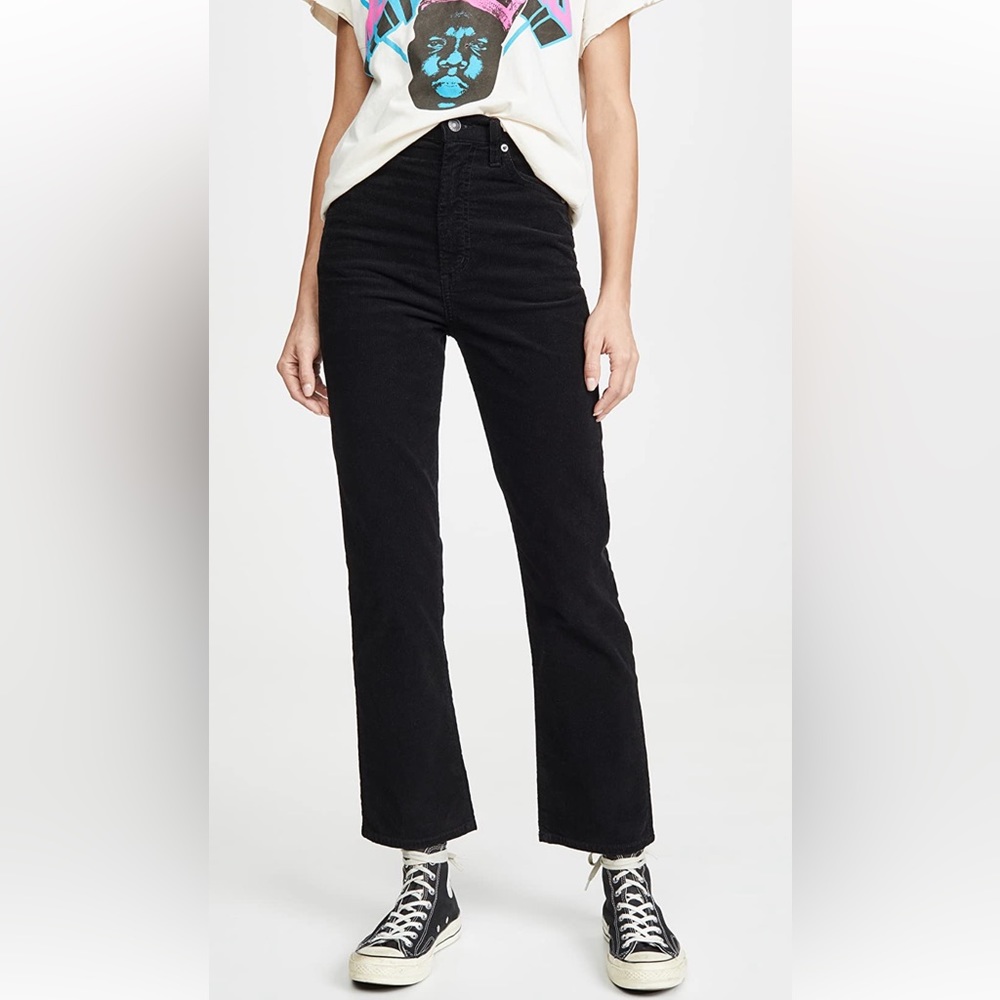 AGOLDE Pinch Waist High Rise Kick, Black Corduroy